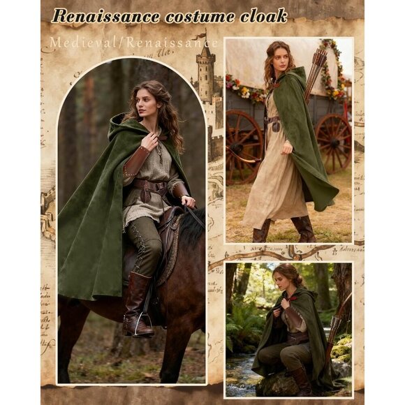 Medieval Renaissance Costume Accessories Cloak Belt Pouch Bracers Unisex main image 7
